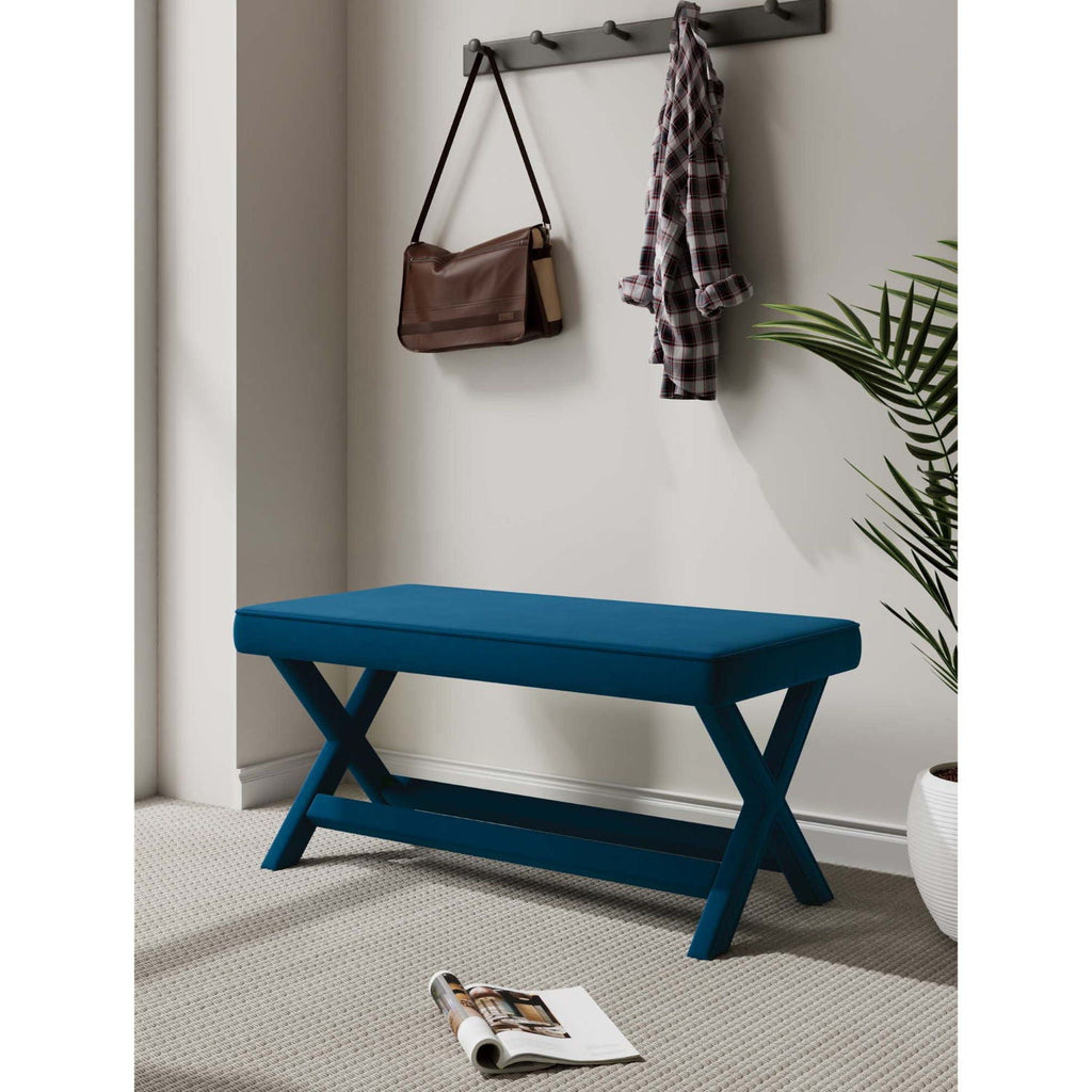 Accent Bench with Piped Cushion and Solid Wood Frame - Multiple Colors