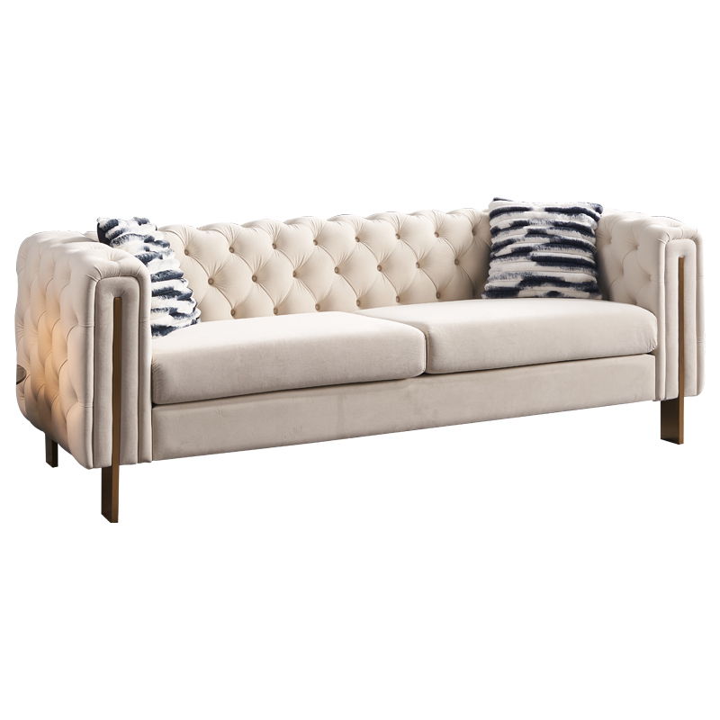 Modern Tufted Living Room Sofa with Button Detail - 84.25" Wide, Multiple Colors