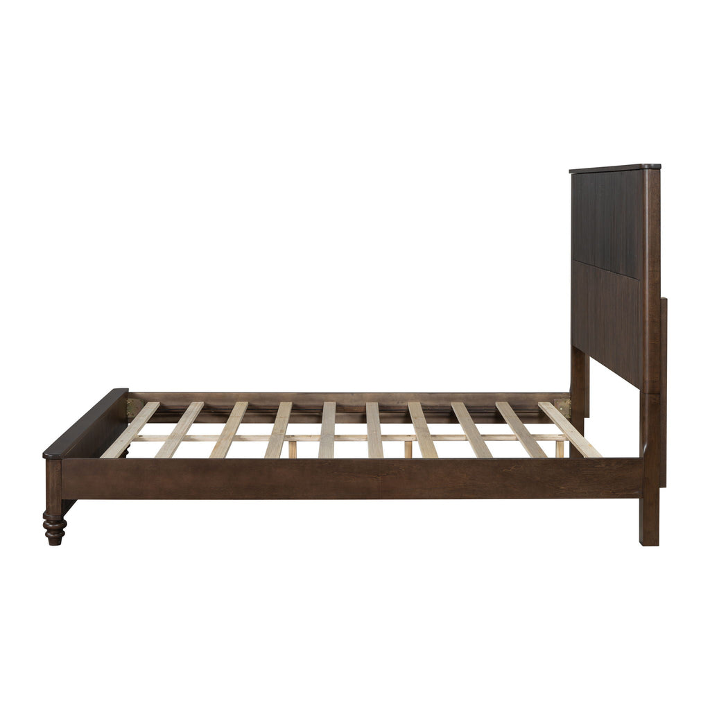 Platform Bed Frame with Tall Headboard - Solid Wood, Queen & King Sizes