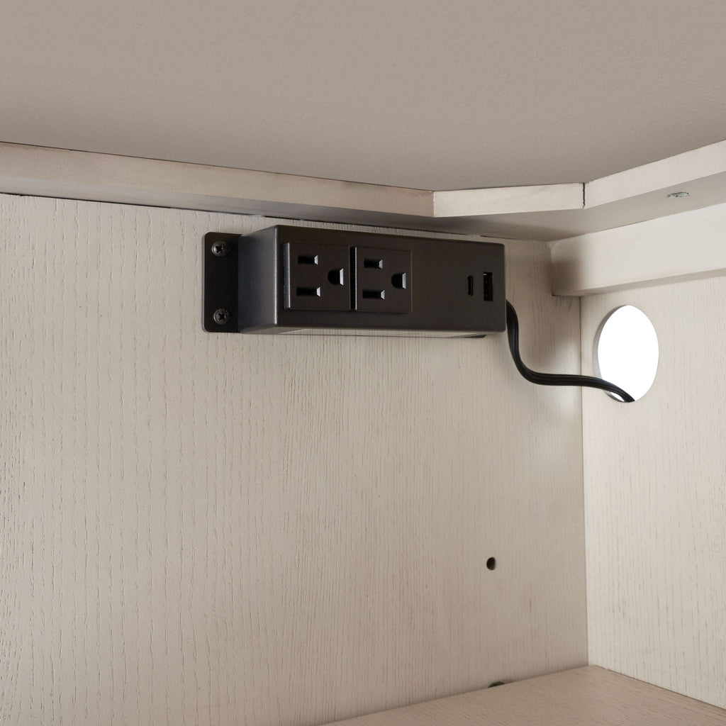 White Server With Base with Power Access - 60" W x 18" D x 37" H