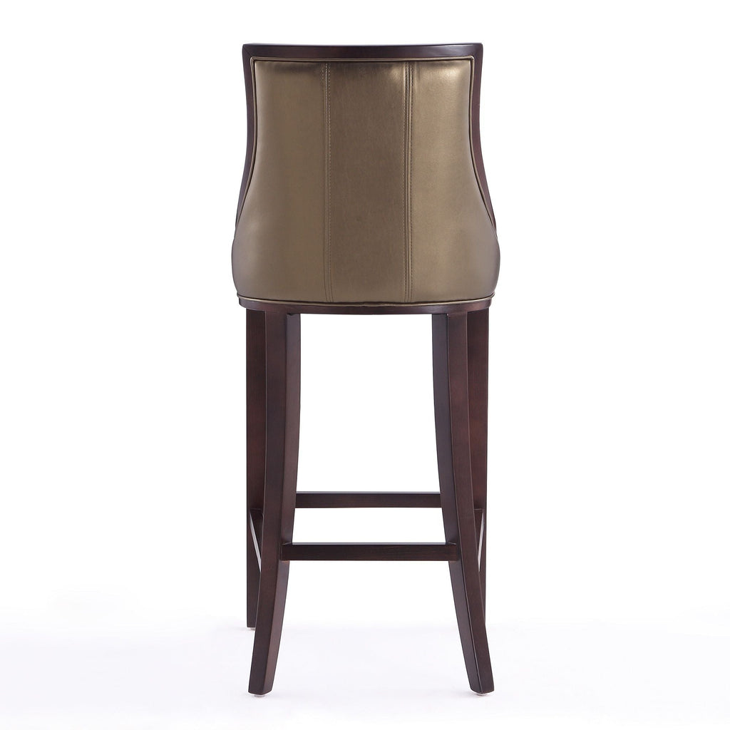 White Bar Height Stool with Solid Wood Frame - Traditional Design