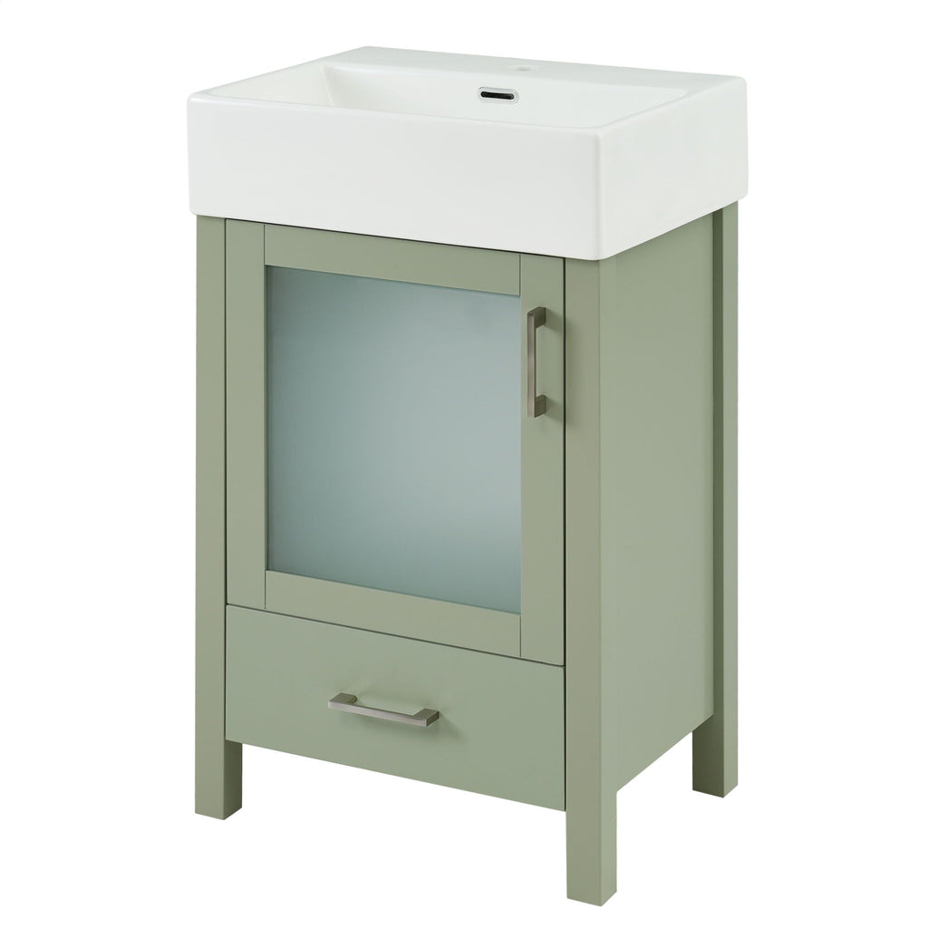 Bathroom Vanity with Ceramic Sink and Ample Storage - Blue, Green, or Black