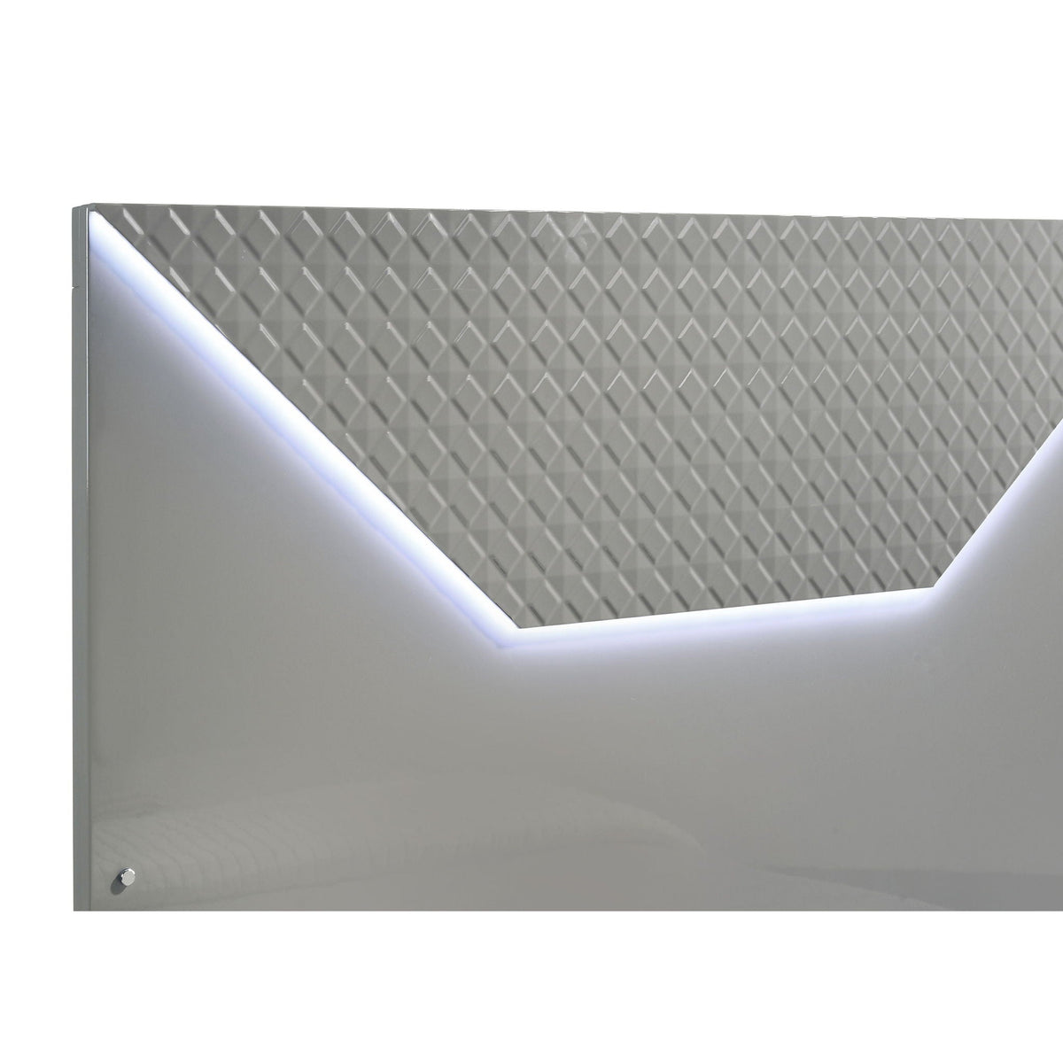 Pierce Panel Bed with LED Headboard - High Gloss Finish - White or Dark Gray
