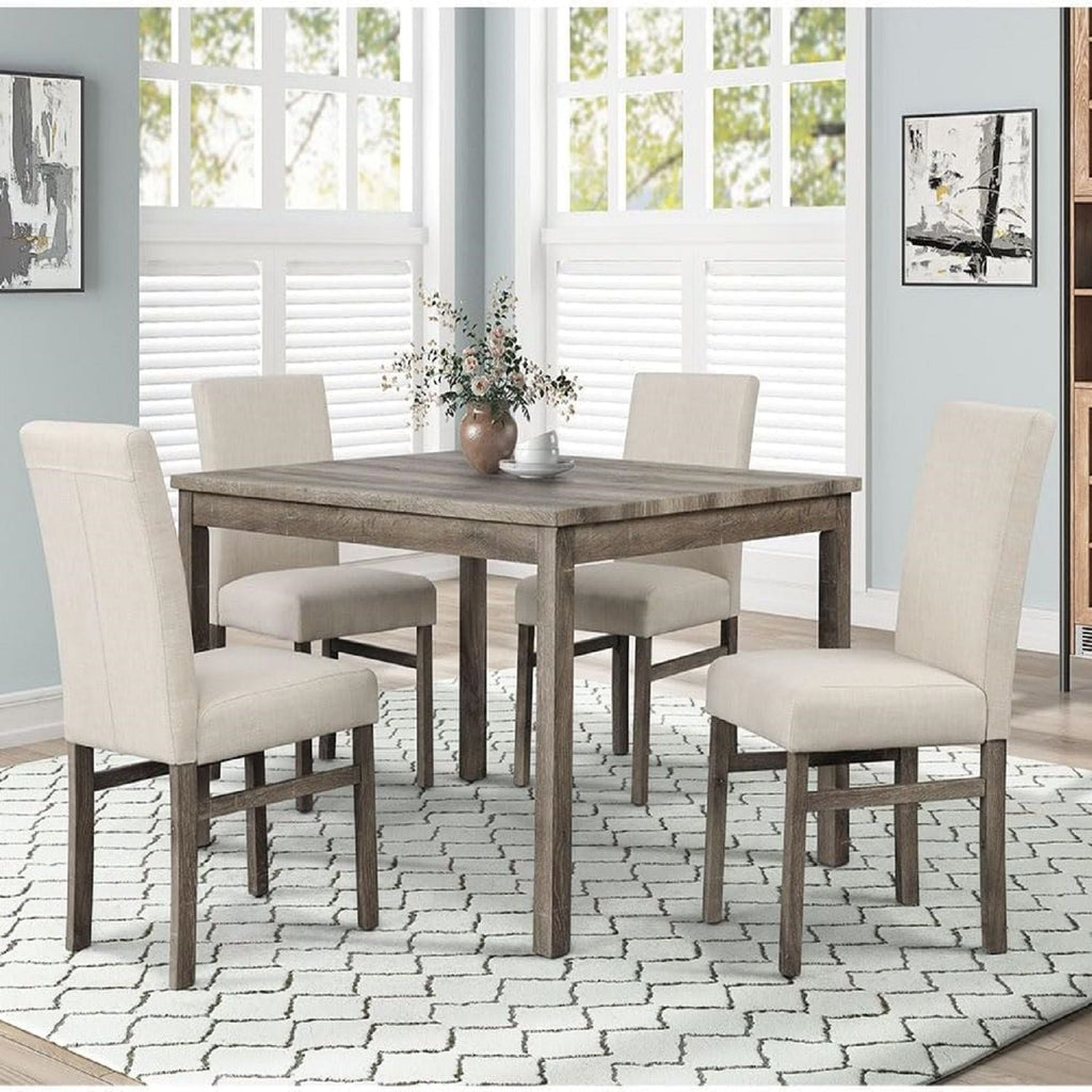 Transitional Upholstered Dining Chair Set with Engineered Wood Frame - Dark Gray or Beige