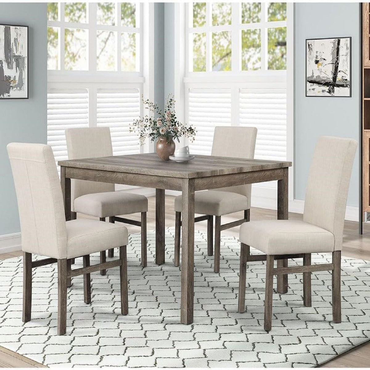 Transitional Upholstered Dining Chair Set with Engineered Wood Frame - Dark Gray or Beige
