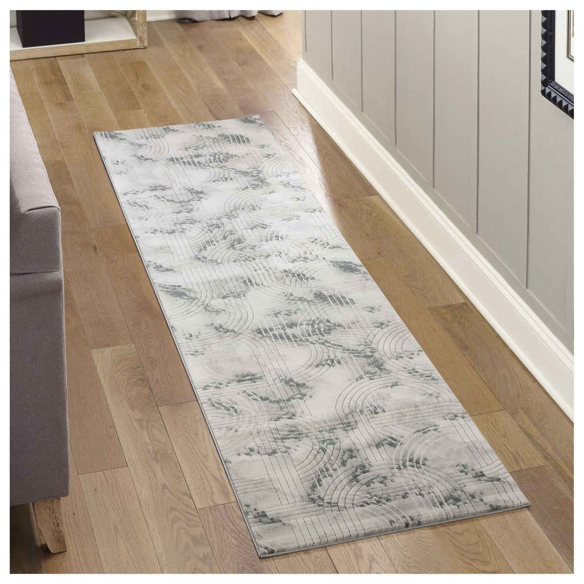 Geometric 3D Effect Area Rug with Ultra-Soft Durable Fibers - Gray