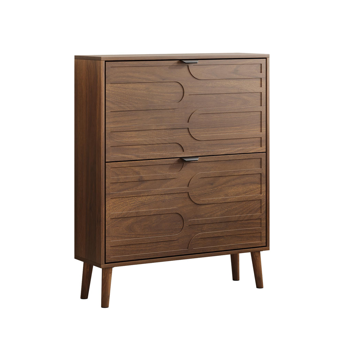 Dark Brown Shoe Cabinet with 2 Flip Drawers - Particle Board
