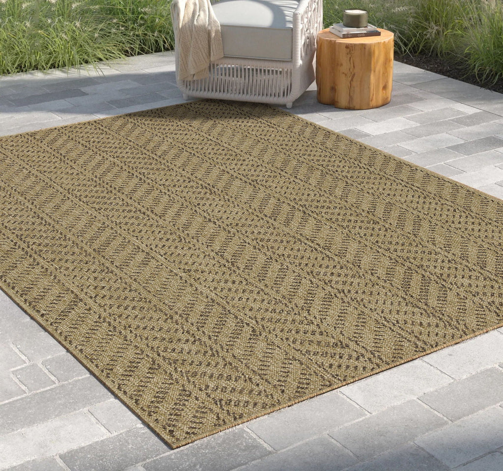 Light Brown Indoor Outdoor Area Rug with Contemporary Design