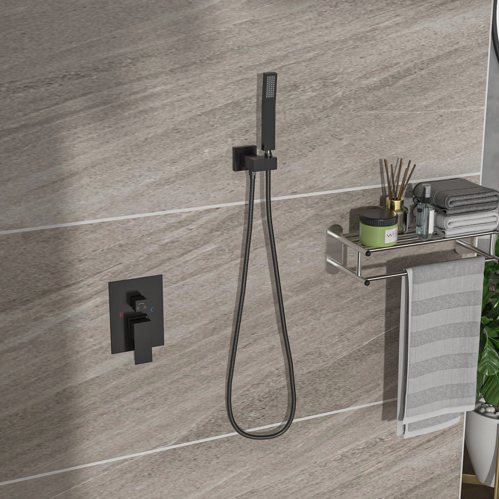 Dual Shower Head 16" Ceiling Mount Shower System with Pressure-Balanced Valve - Gray
