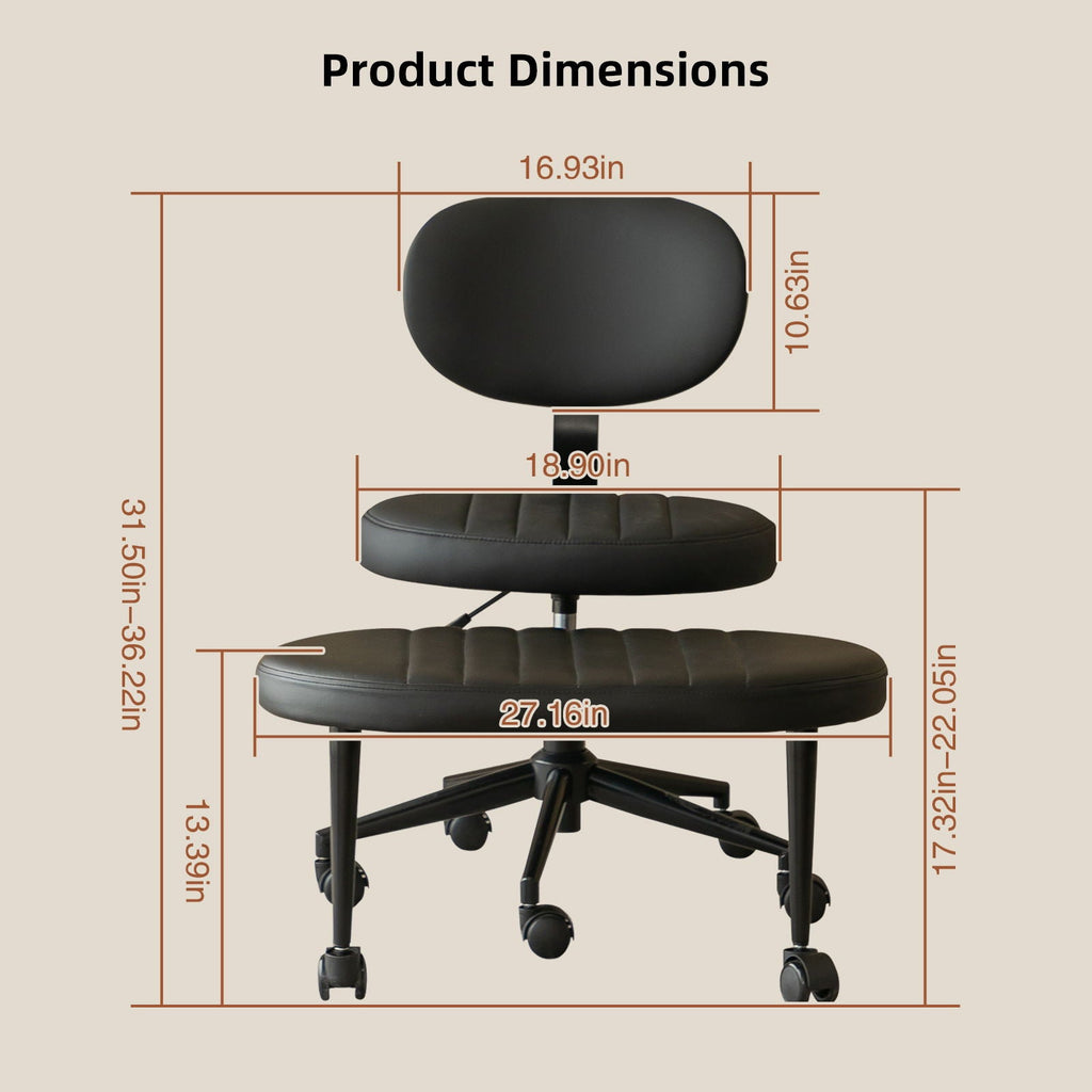 Ergonomic Cross Legged Office Chair with Back Support - Multiple Colors