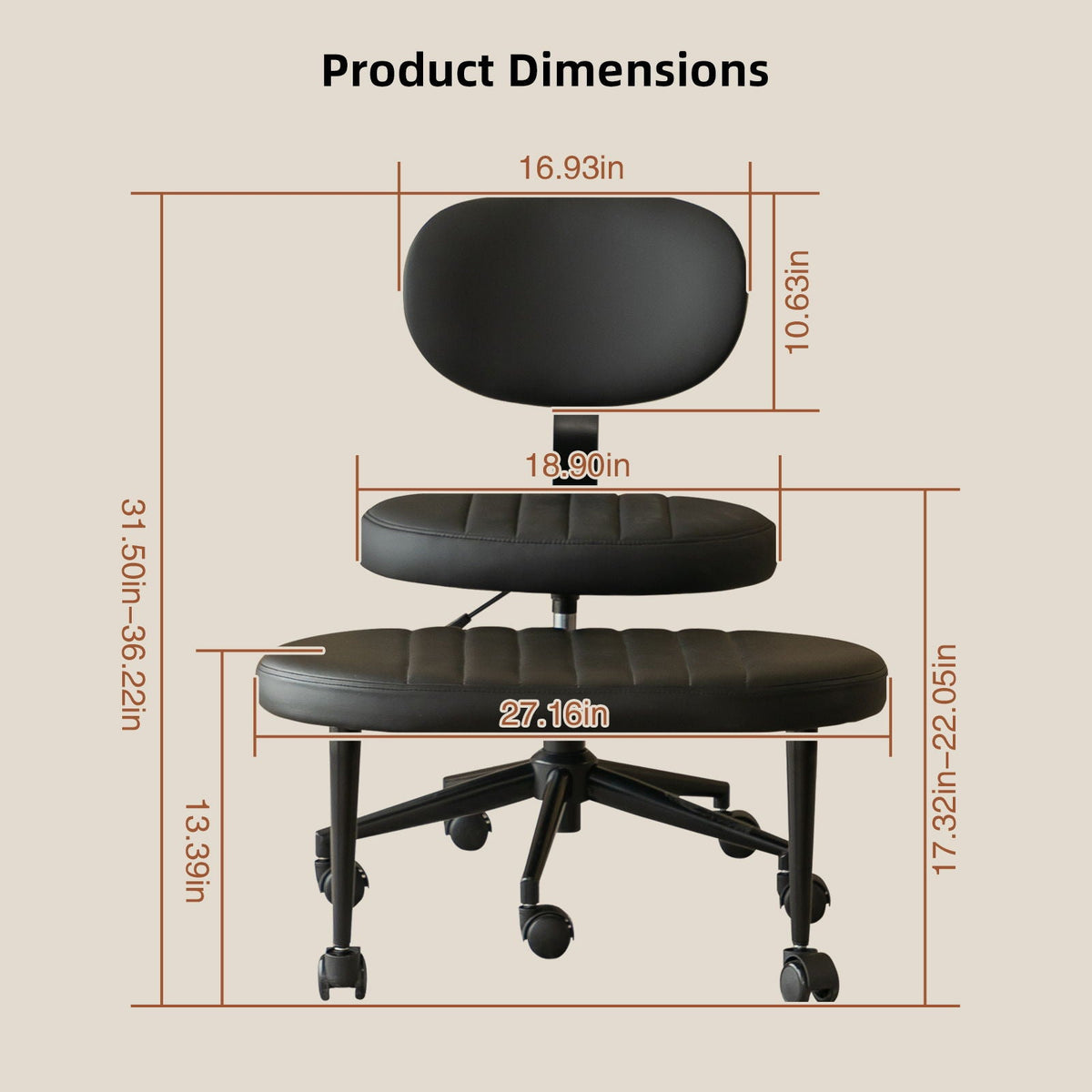 Ergonomic Cross Legged Office Chair with Back Support - Multiple Colors