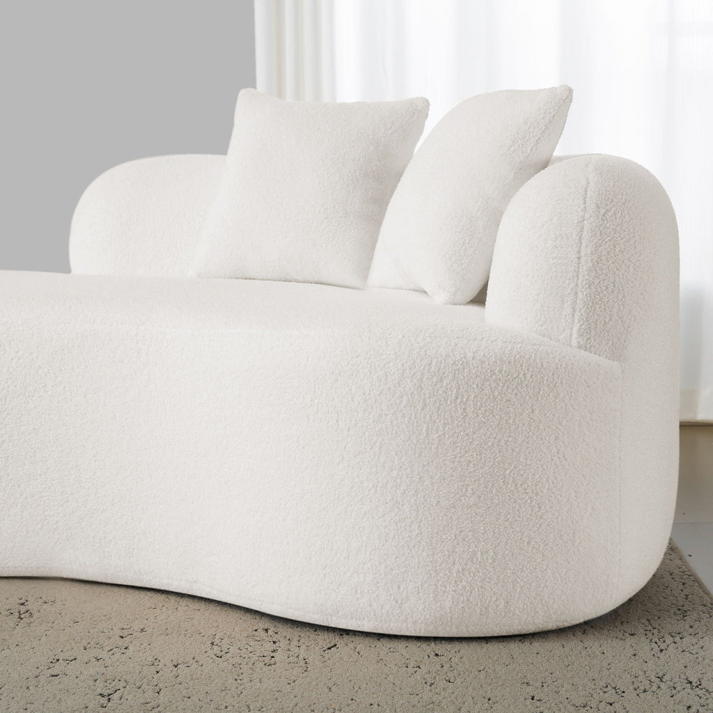 Curved 4 Seater Full Compression Sponge Sofa with Soft Upholstery - White or Gray