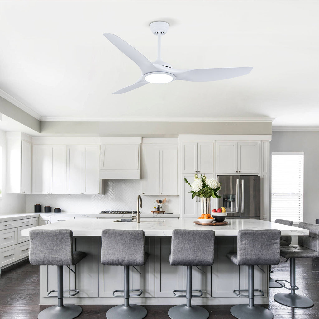 52 Inch Ceiling Fan with LED Light Kit and Remote - Matte White