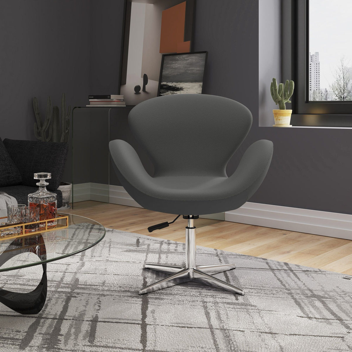 Raspberry Swivel Lounge Chair with 360-Degree Rotation - Multiple Colors