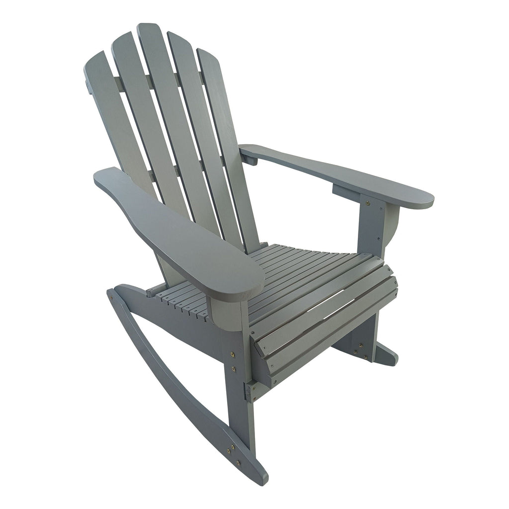 Reclining Outdoor Rocking Adirondack Chair with Populus Wood Construction - Red or Dark Gray