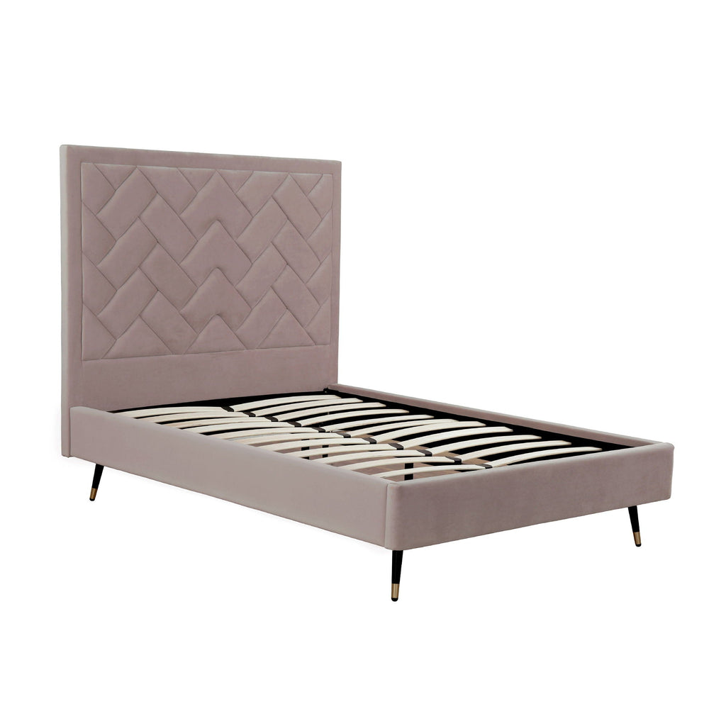 Upholstered Bed with Headboard and Slats - Multiple Colors