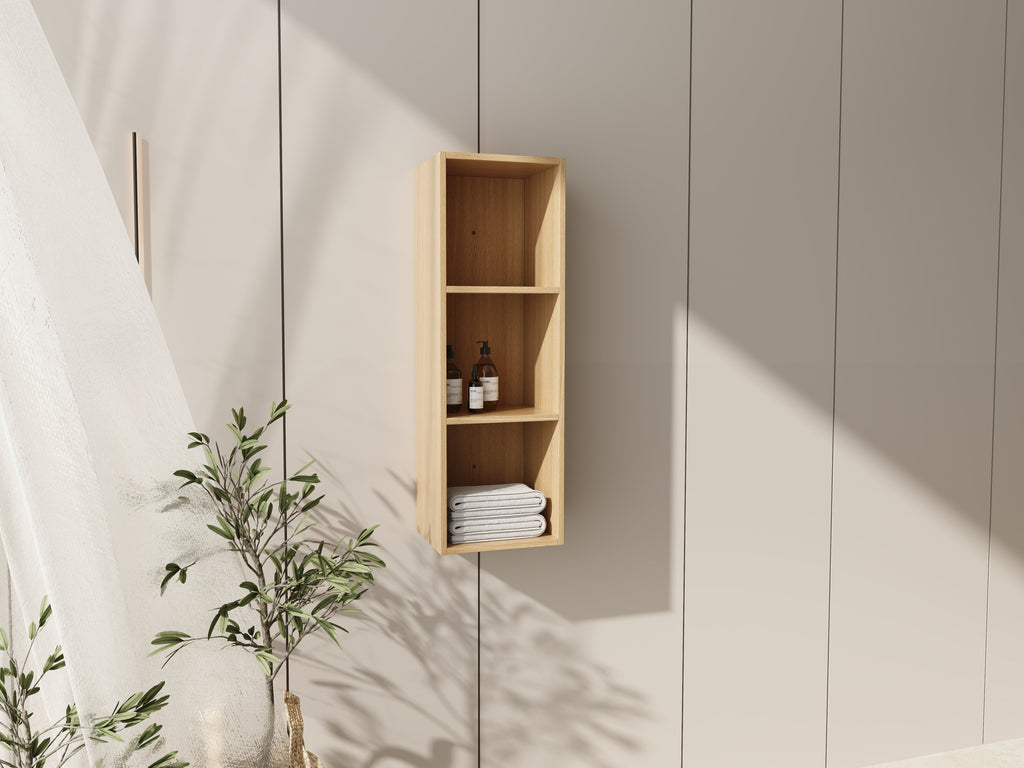 12 Inch Small Wall Mounted Storage Shelves with Plywood Construction - Oak
