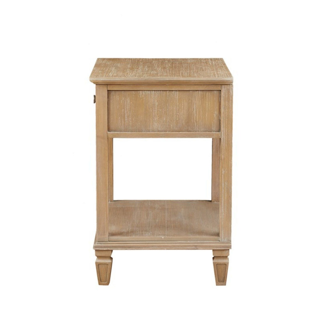 Bedside Table with Drawer and Shelf - Solid Wood Nightstand - Light Brown, Dark Brown, Beige, or Dark Gray