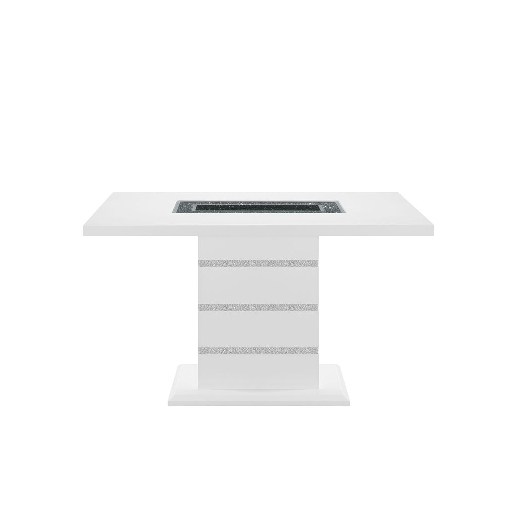 Ariya Bar Table with Glass Inlay - Dark Gray or White