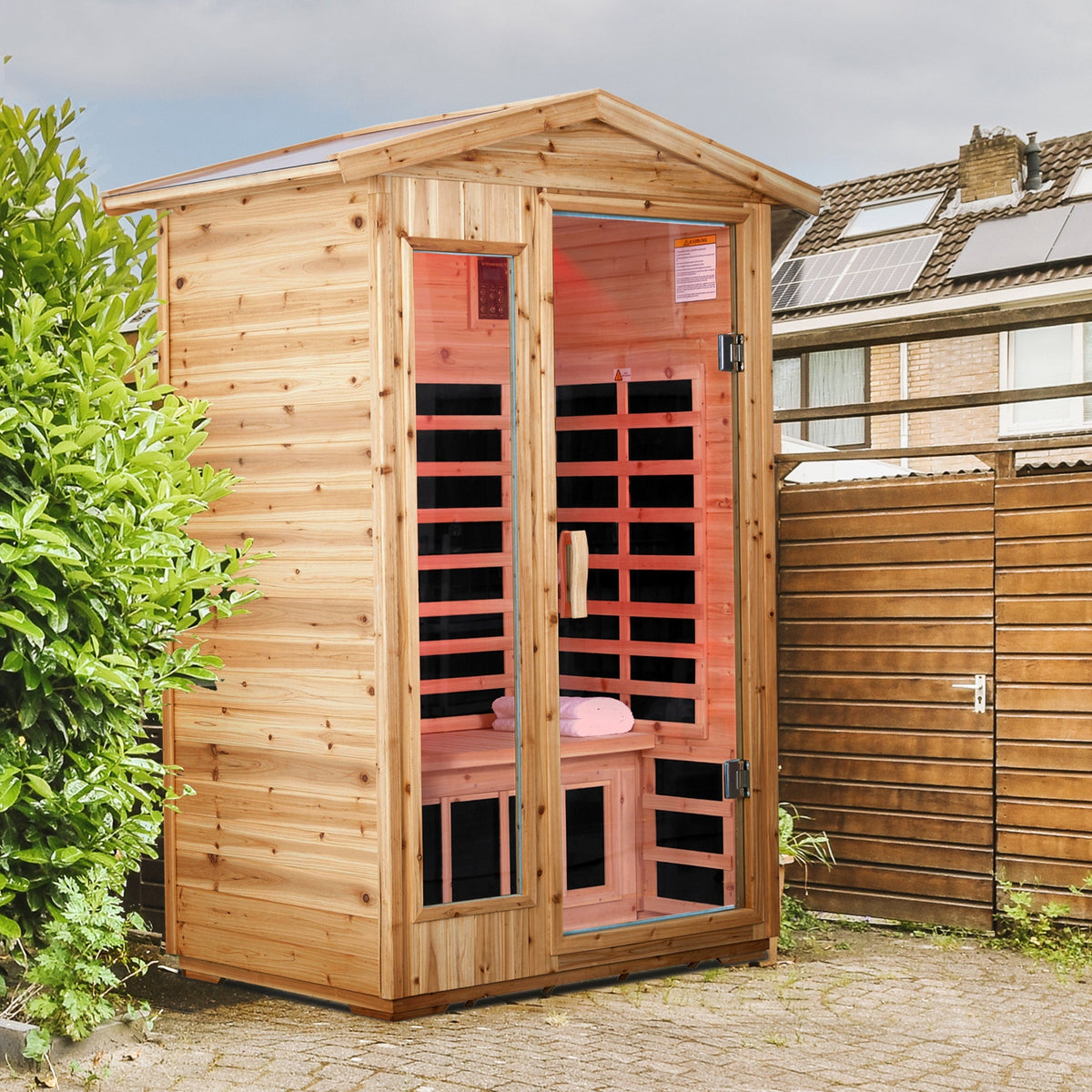 Two Person Far Infrared Sauna Room with Bluetooth and LED Lighting - Natural Old Fir