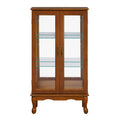 Lighted Curio Display Cabinet with Adjustable Shelves - Light Brown, Dark Brown, Dark Red