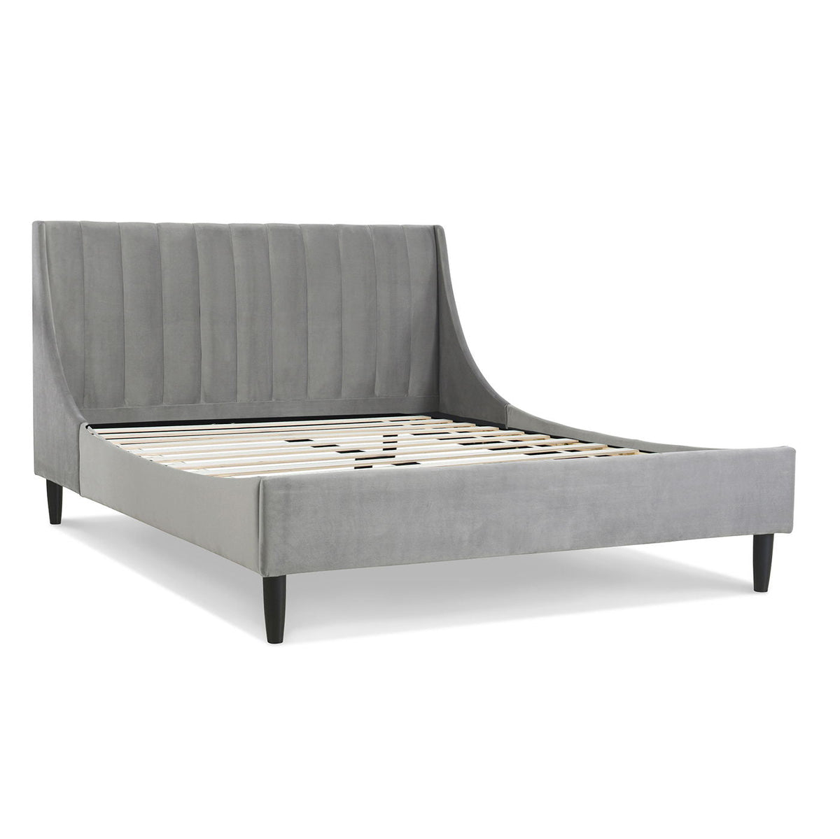 Vertical Tufted Modern Headboard Platform Bed Set with Upholstered Finish - Multiple Colors