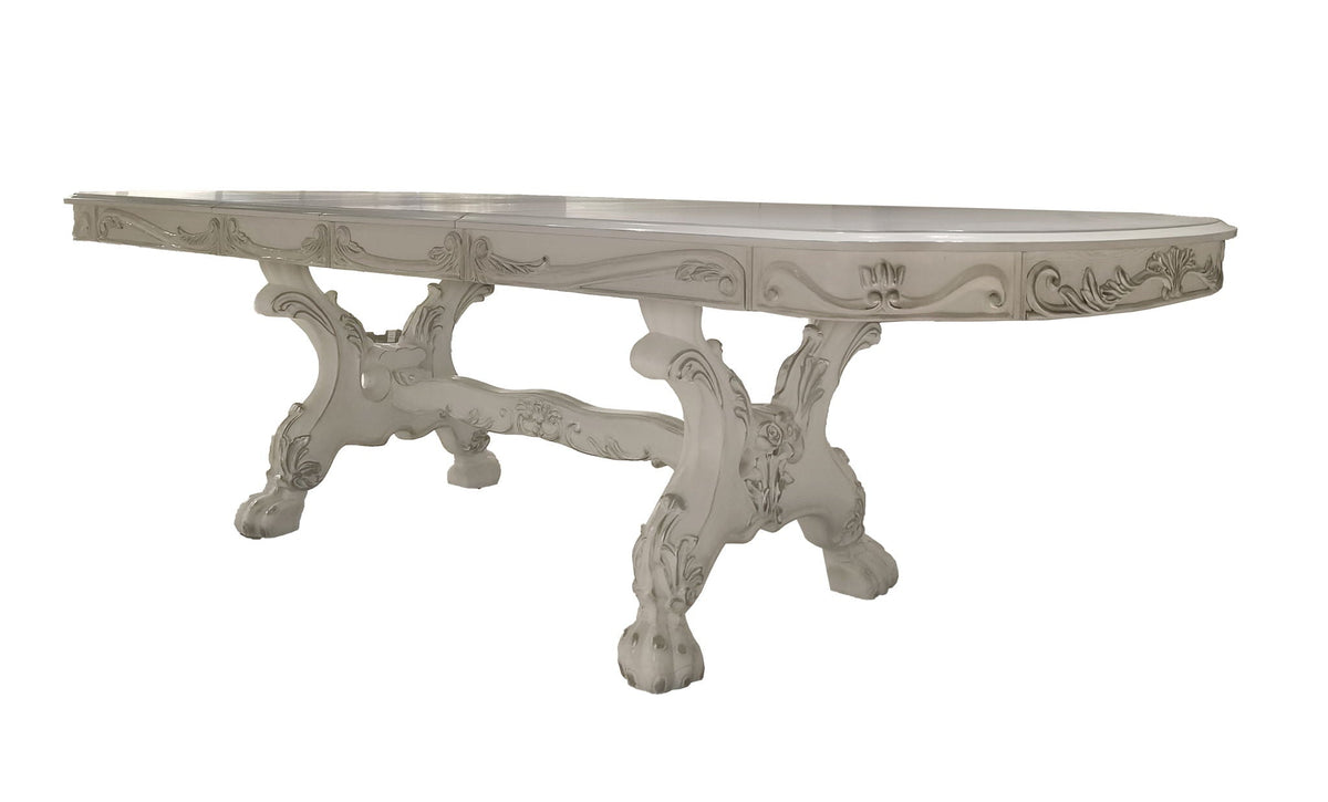 Dresden Elegant Dining Table with Wood Construction - Pearl Silver or Dark Brown