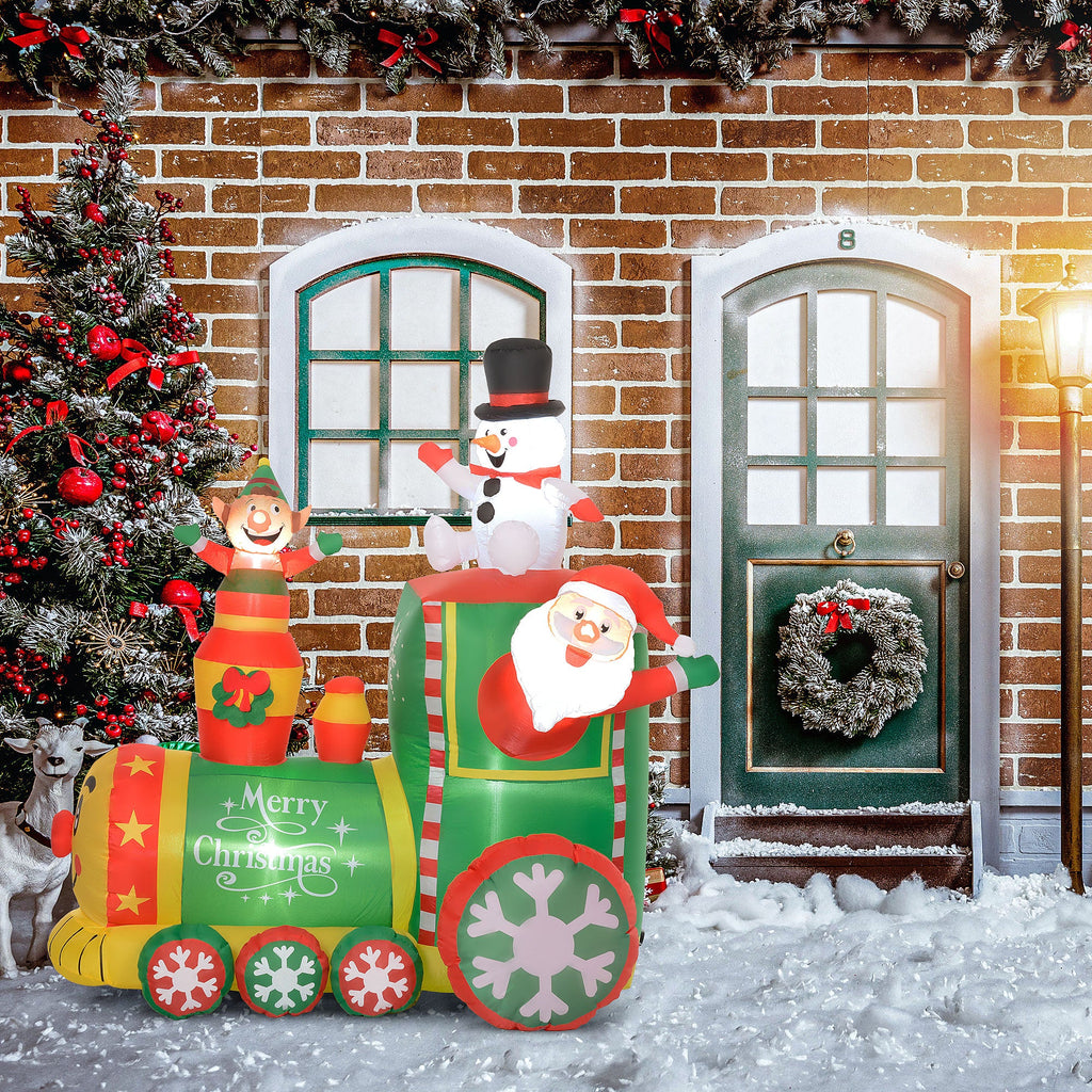 5.9' Christmas Inflatables Train with LED Lights - Multi-Color