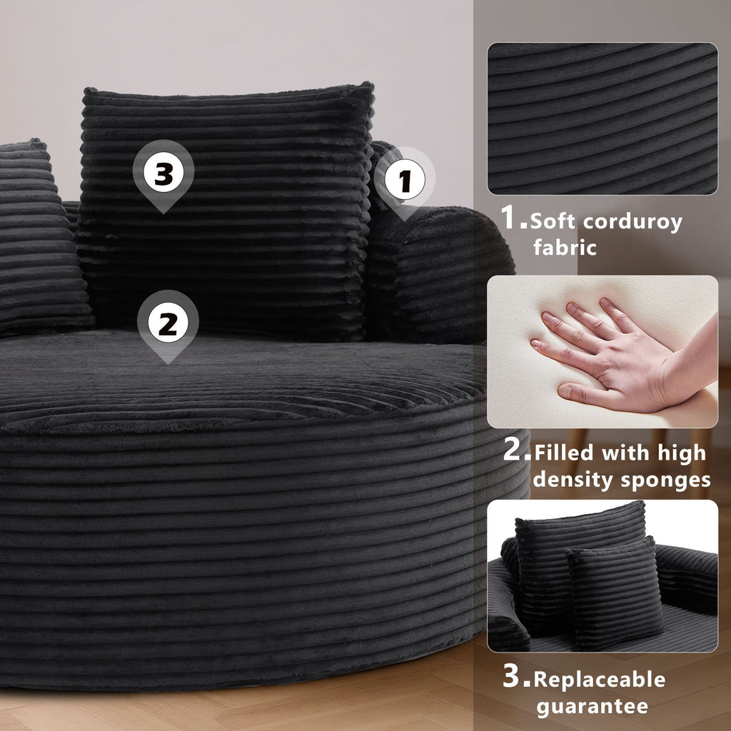 Round Sofa Bed with Memory Foam and 3 Pillows - Multiple Colors