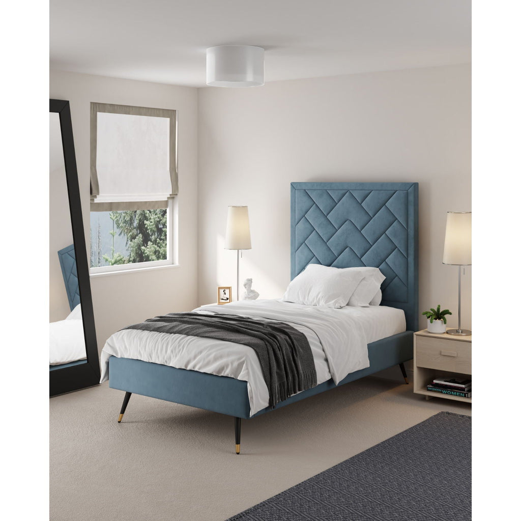 Upholstered Bed with Headboard and Slats - Multiple Colors