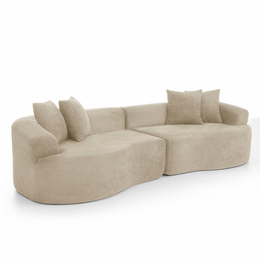 4 Seater Curved Cloud Sectional Sofa with High-Density Foam - Corduroy