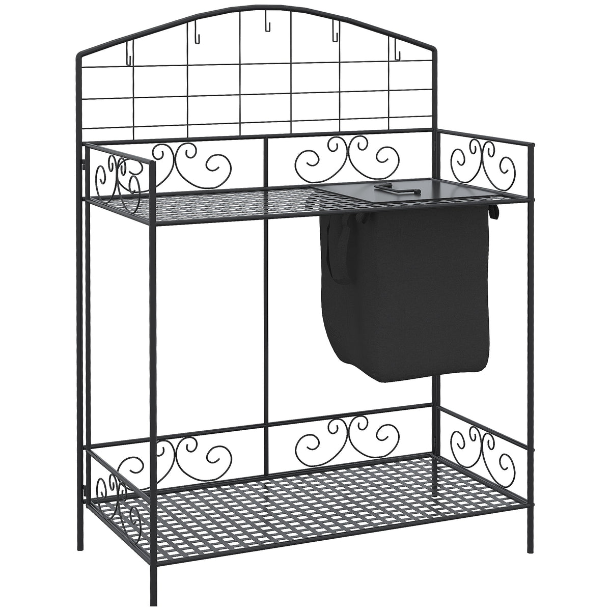 Folding Potting Bench Table with Storage - Metal