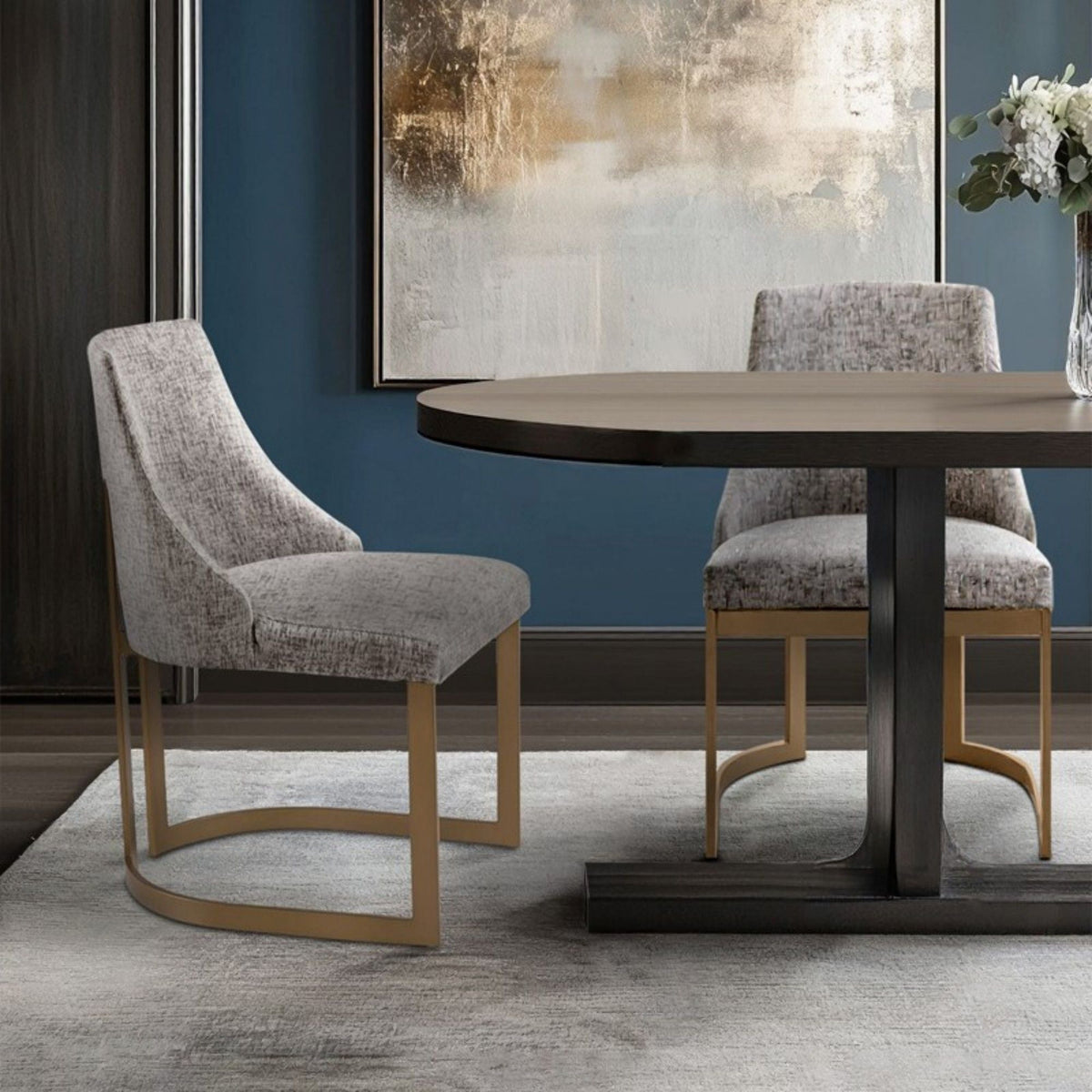 Modern Accent Dining Chairs with Upholstered Cushions – Beige or Gray