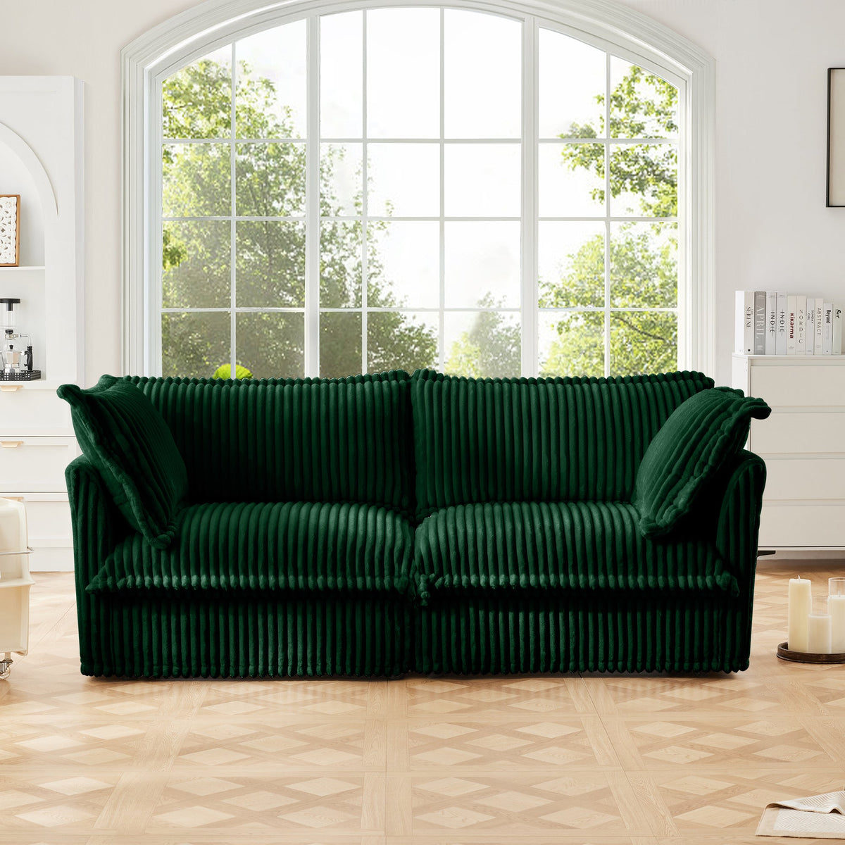 Modern Slipcovered 2-Seat Sofa with Removable Covers - Corduroy