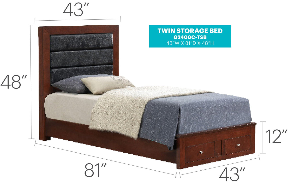 Elegant Storage Bed with Ample Storage - Dark Brown or Black