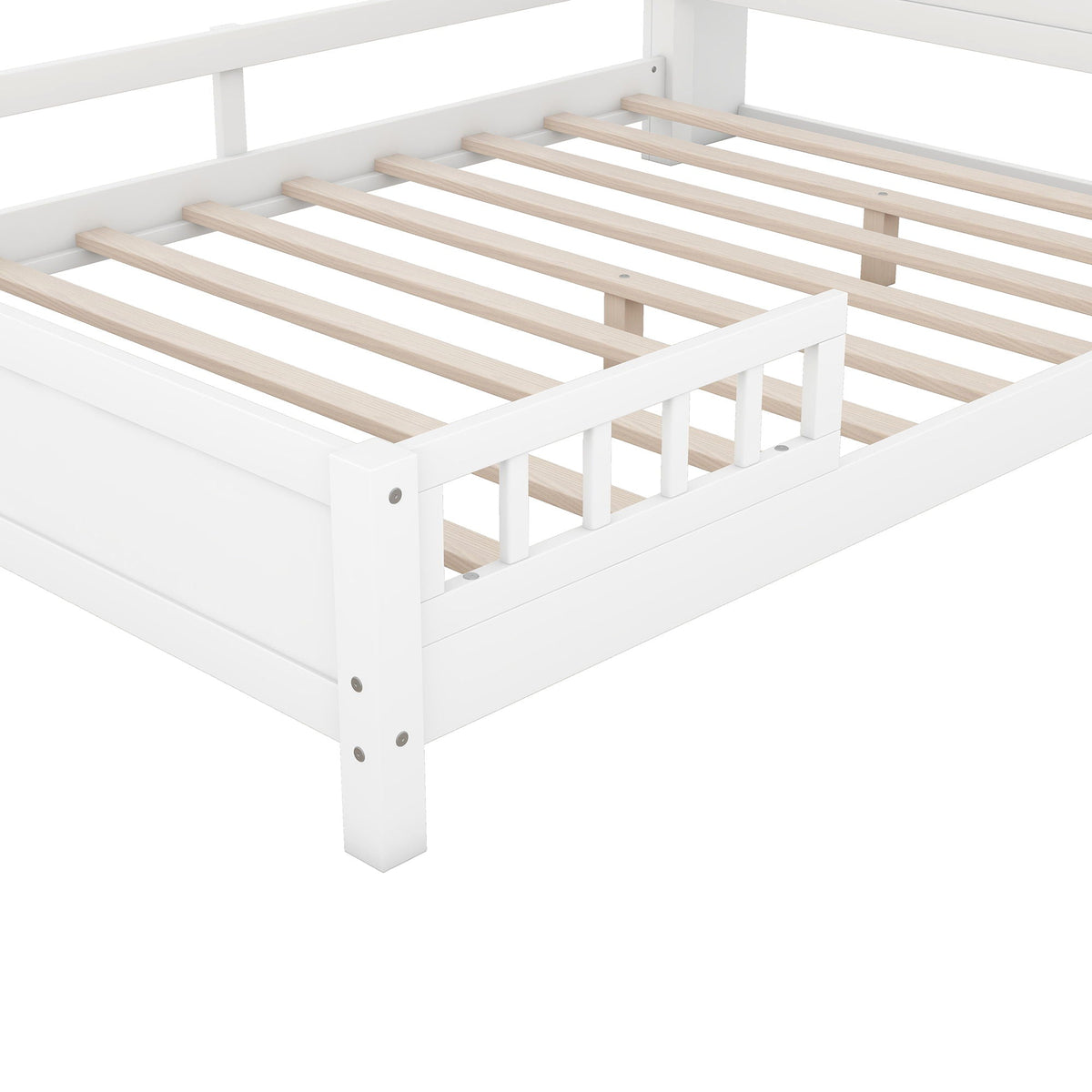 Wood Platform Storage Bed with LED Light & Storage Headboard - White or Dark Gray