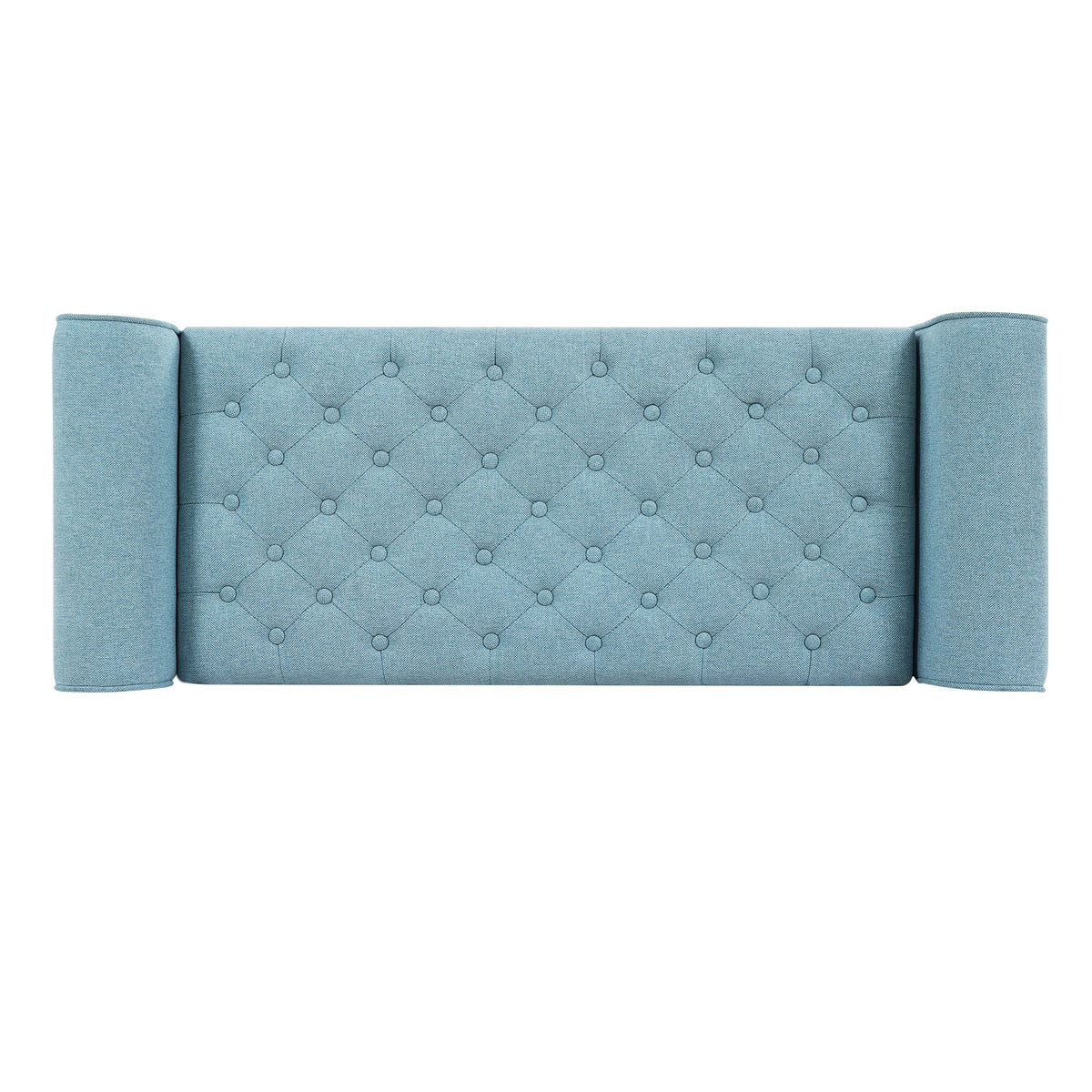 Light Blue Tufted Storage Bench with Upholstered Seating - Light Blue
