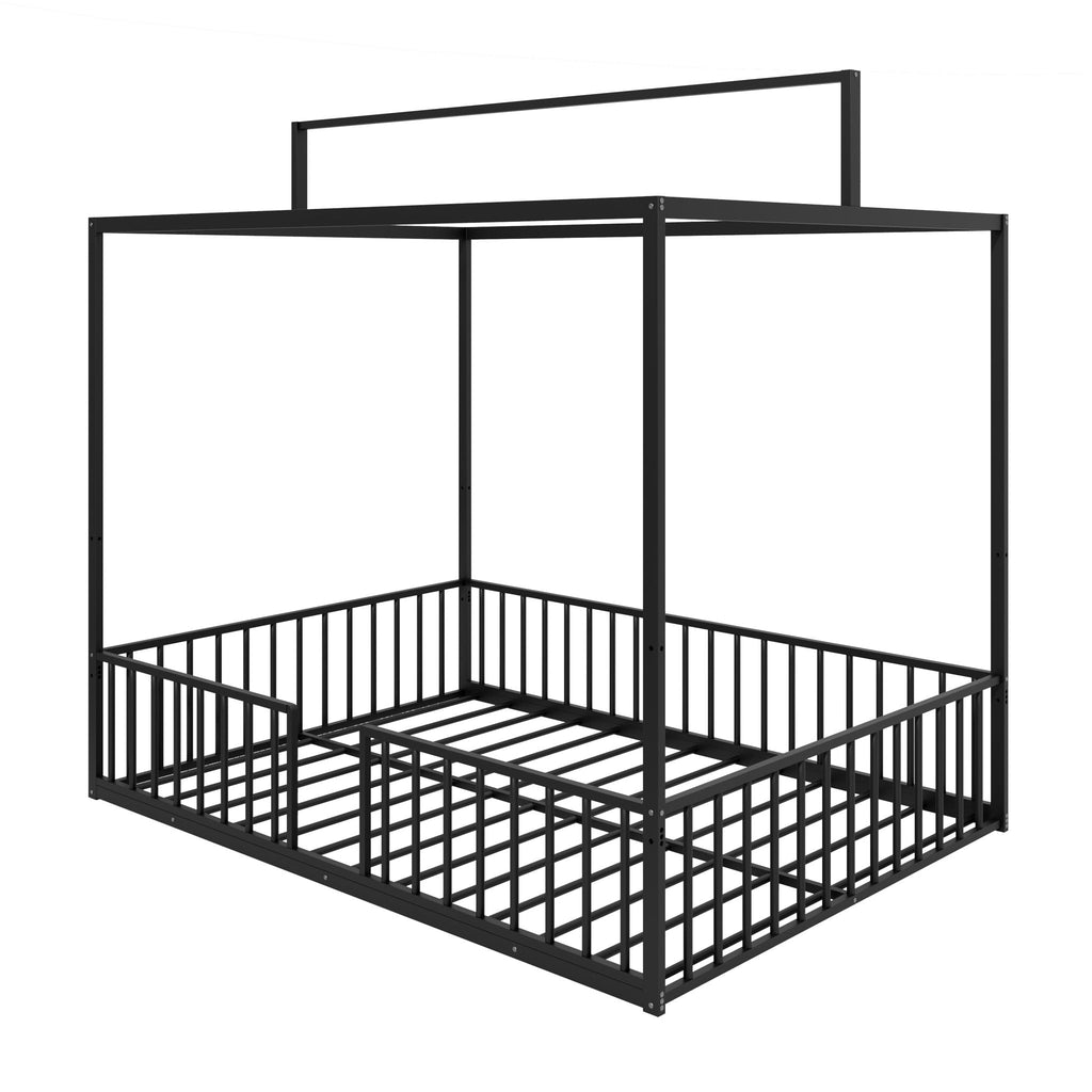 3 In 1 Convertible Montessori Floor Bed with Fenced Support - Full