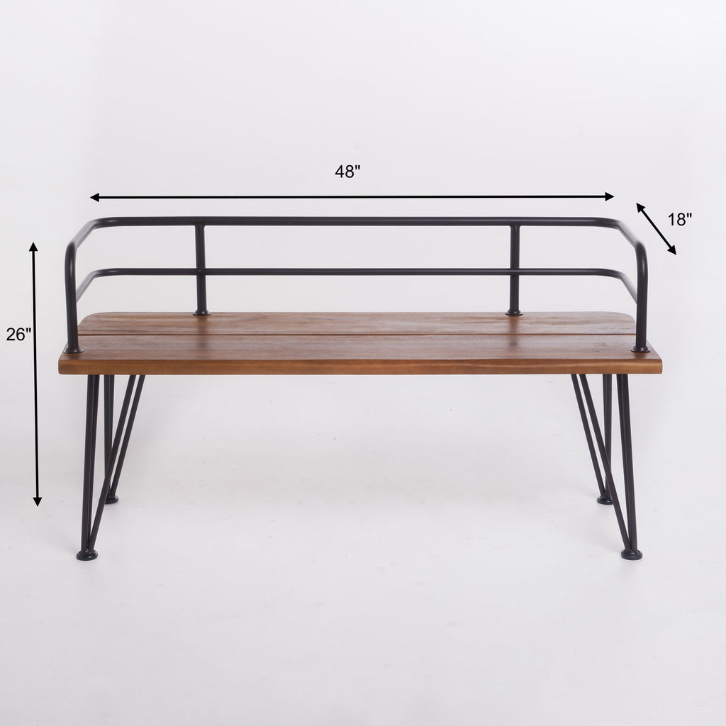 Teak Outdoor Bench with Powder Coated Iron Frame – Teak
