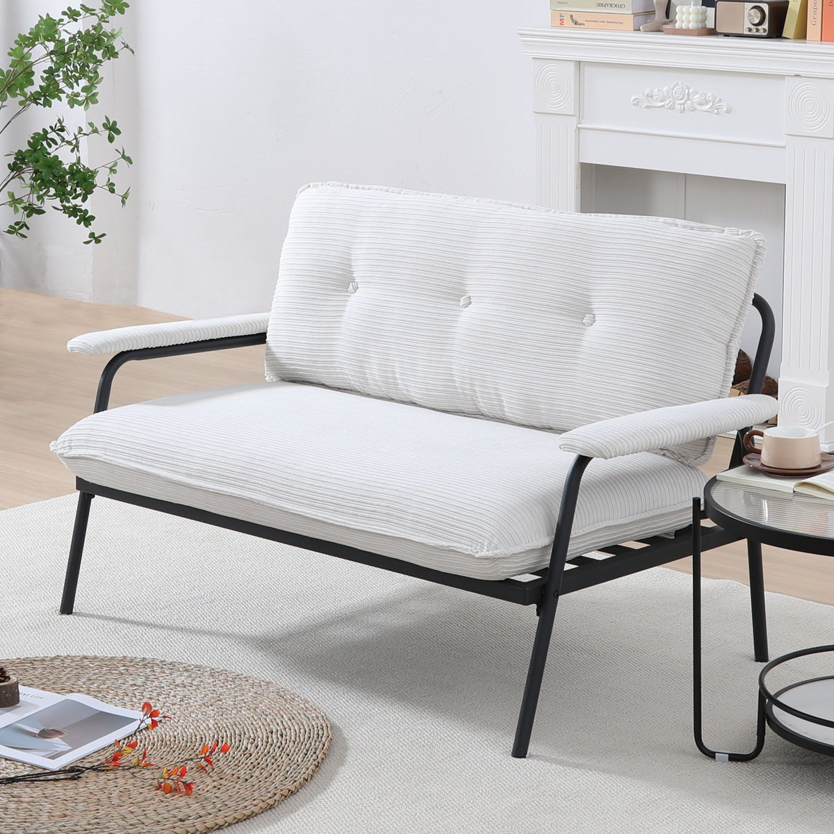 Modern Metal Frame Sofa with Sponge Filling - Beige