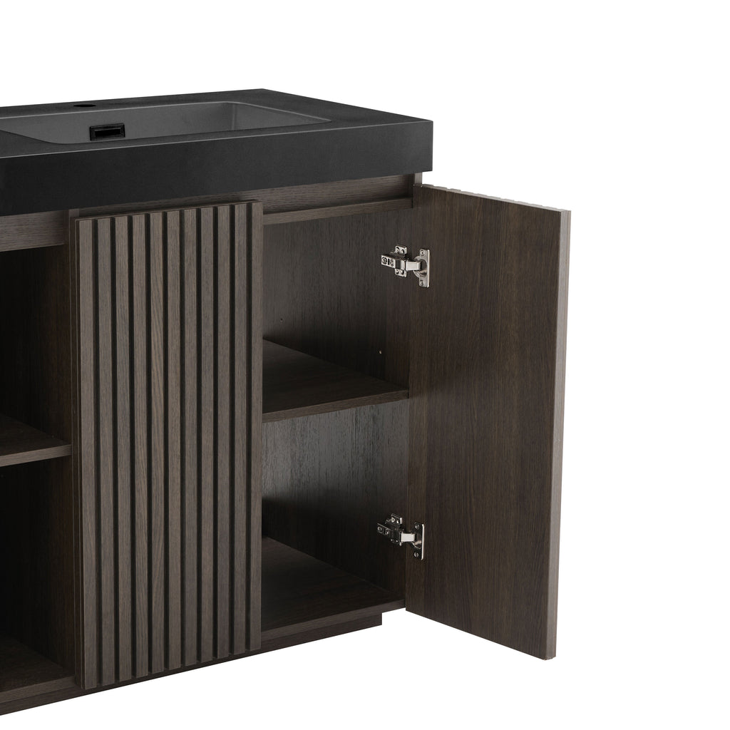 Galan 60" Smoked Oak Bathroom Vanity with Dual Soft-Close Doors - Oak