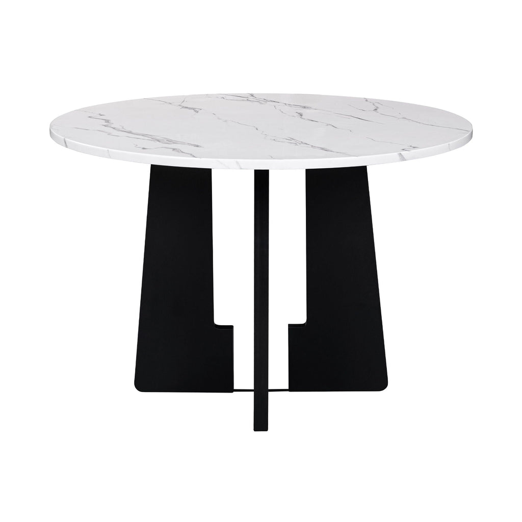 5 Piece Round Dining Table Set with Upholstered Chairs - Black or White