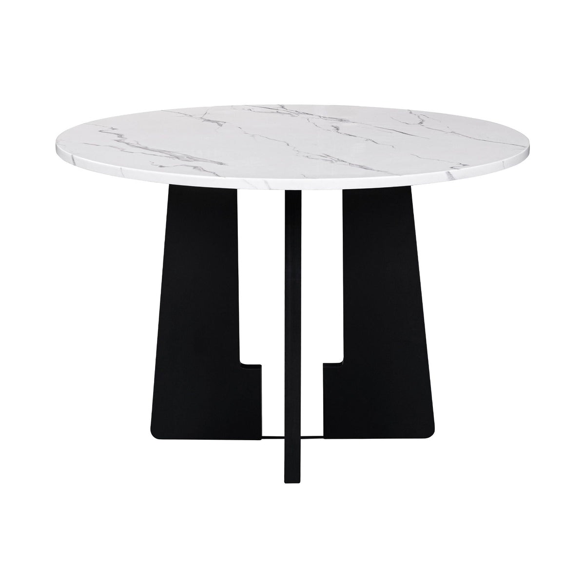 5 Piece Round Dining Table Set with Upholstered Chairs - Black or White