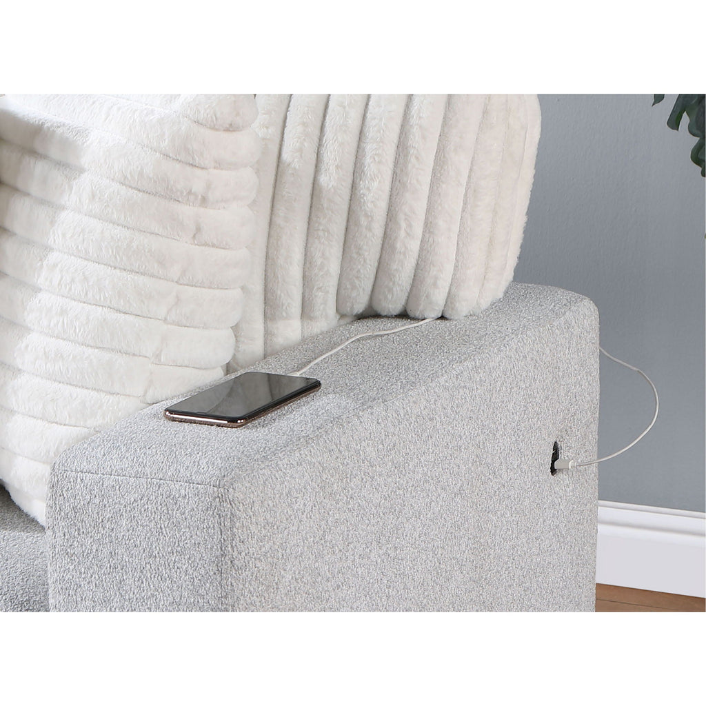 Reversible Pull Out Sofa Bed with Cup Holders - Light Gray