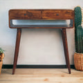 Chestnut Console Table with Nordic Legs and 2 Drawers - Solid Wood