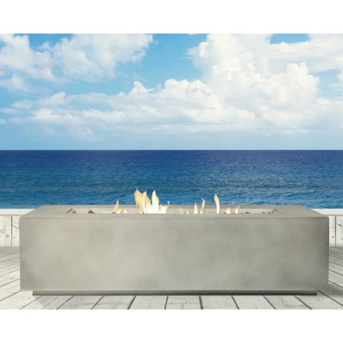 Lightweight Fiber Concrete Fire Pit Table with Push-Button Ignition - Gray or Dark Gray