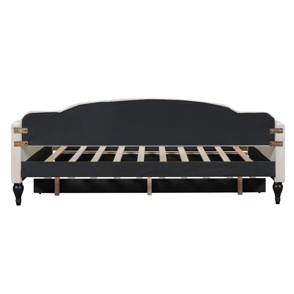 Upholstered Tufted Daybed with Storage Options - Beige