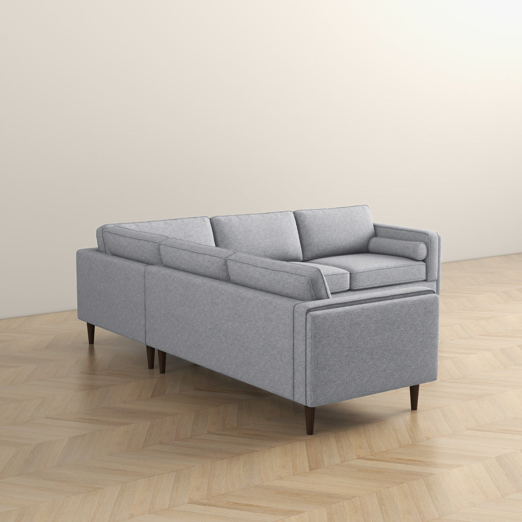 Amber Light Sectional Sofa with Removable Cushions - Light Fabric