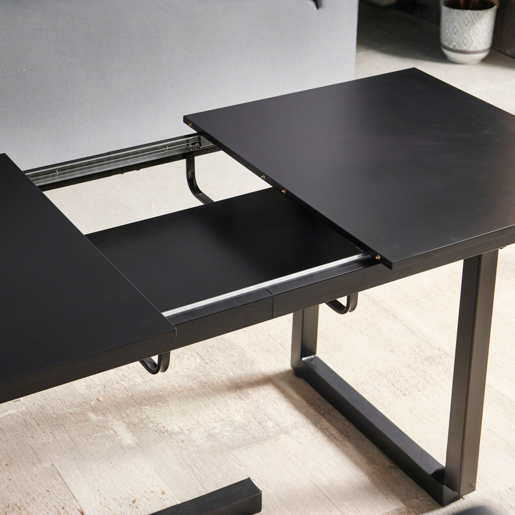 Square Extendable Dining Table with Metal Leg - Black or White