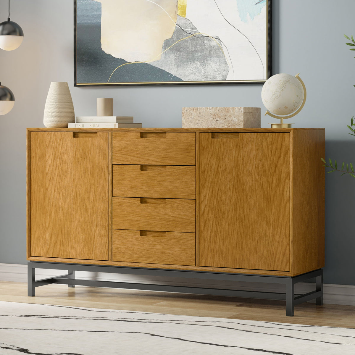 Banting Sideboard With Centre Drawers – Oak Finish